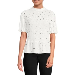 Silk Knit Smok-Shirt mit kurzen Ärmeln für Damen
