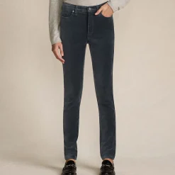 Slim Fit Samthose High Waist für Damen
