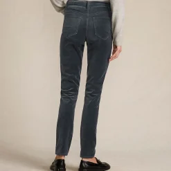 Slim Fit Samthose High Waist für Damen