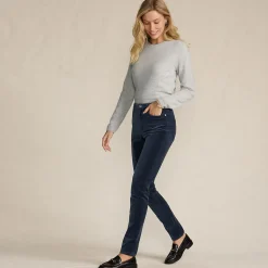 Slim Fit Samthose High Waist für Damen