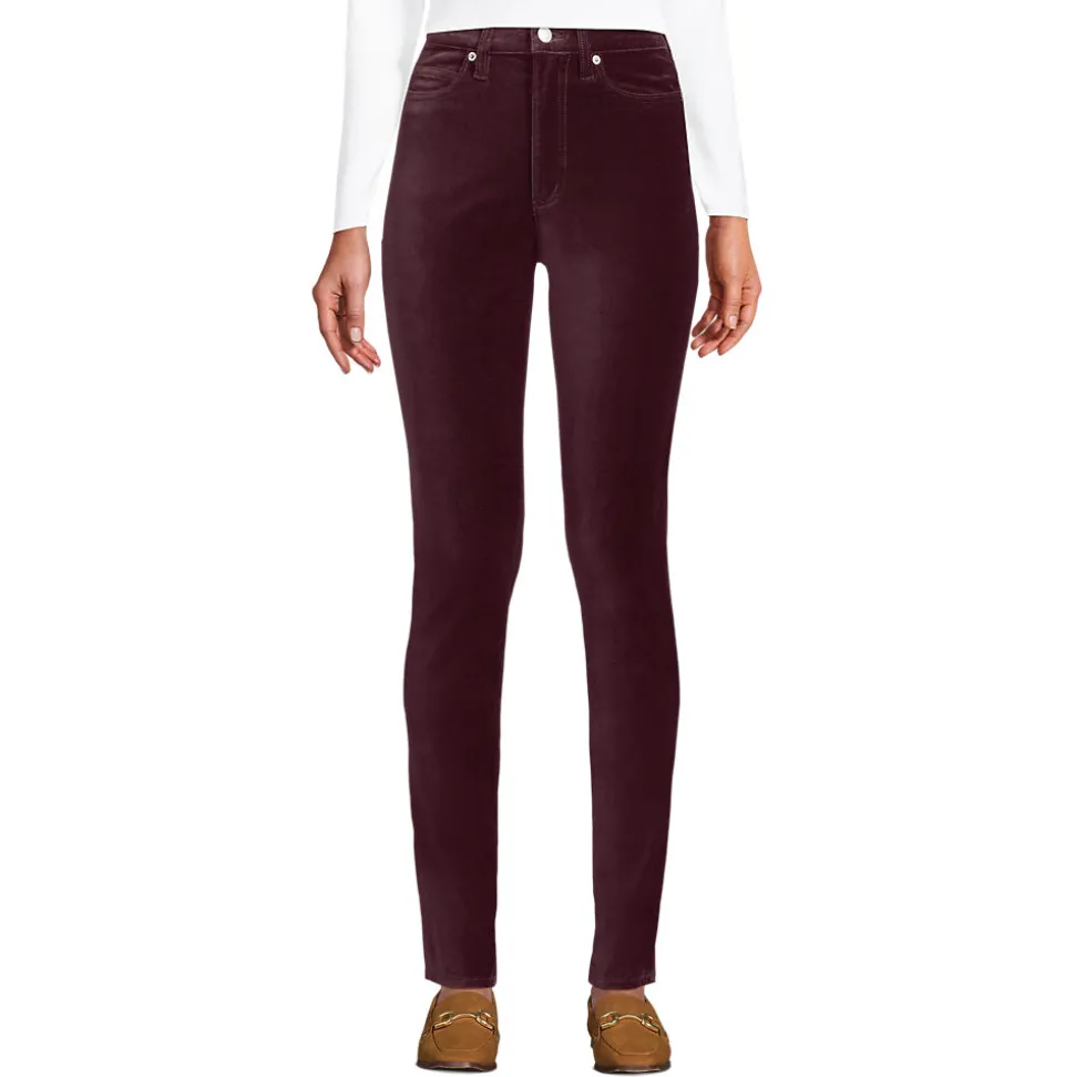 Slim Fit Samthose High Waist für Damen