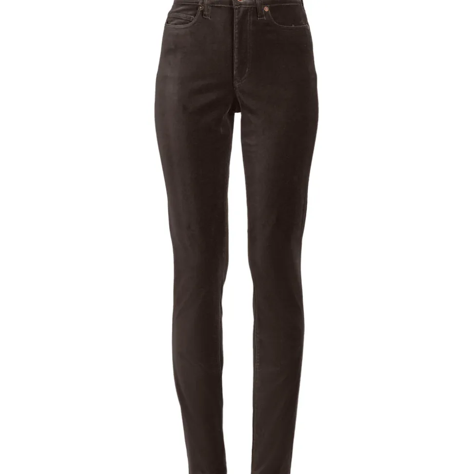 Slim Fit Samthose High Waist für Damen