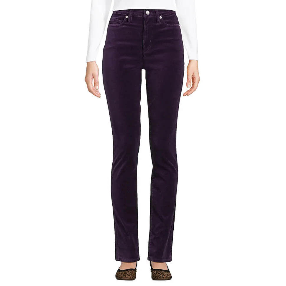 Slim Fit Samthose High Waist für Damen