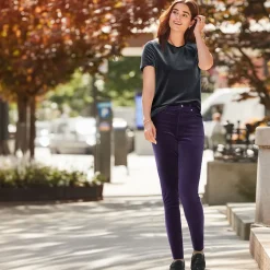 Slim Fit Samthose High Waist für Damen