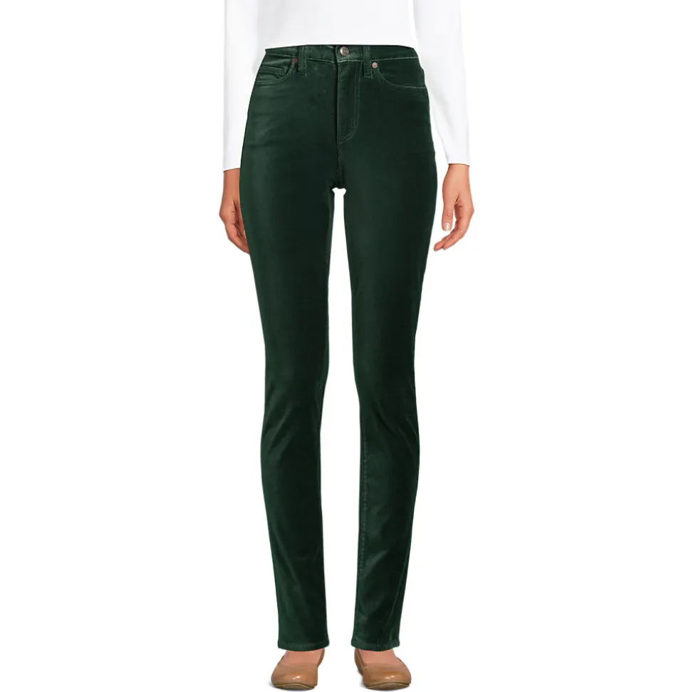 Slim Fit Samthose High Waist für Damen