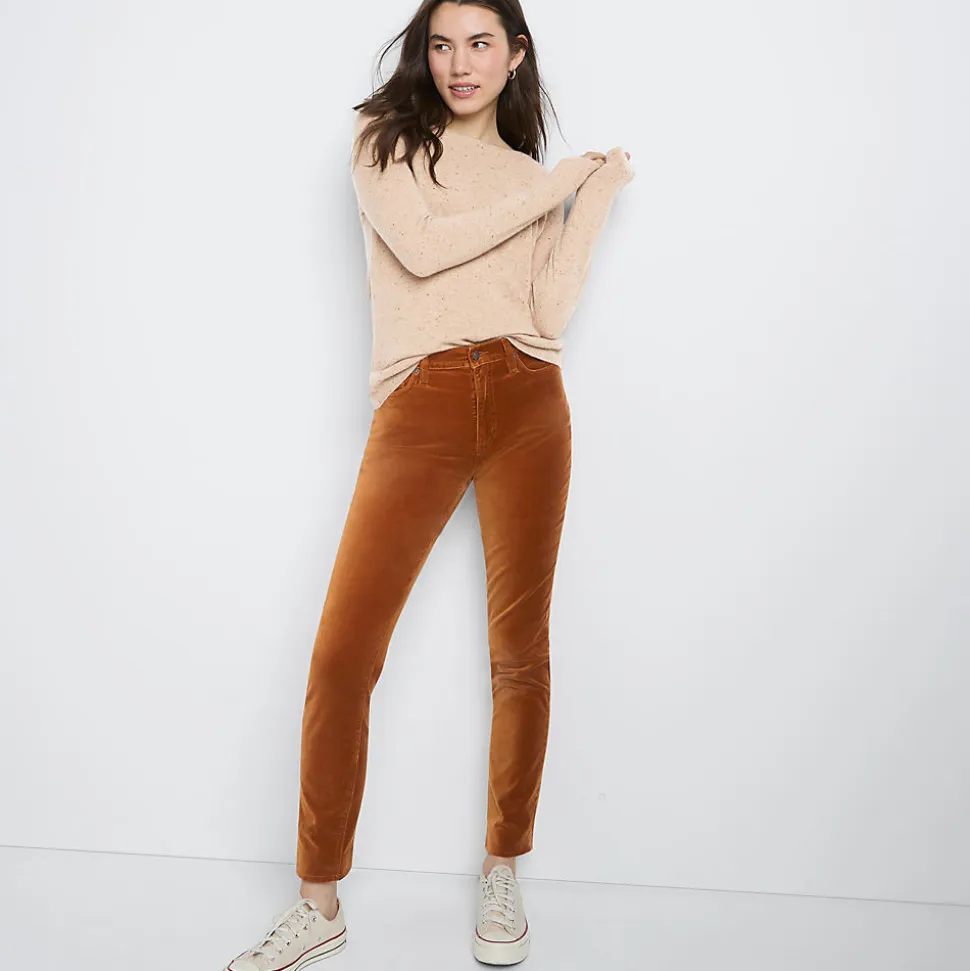 Slim Fit Samthose High Waist für Damen