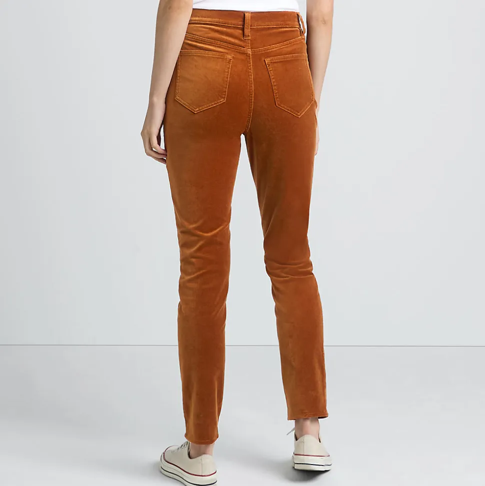 Slim Fit Samthose High Waist für Damen
