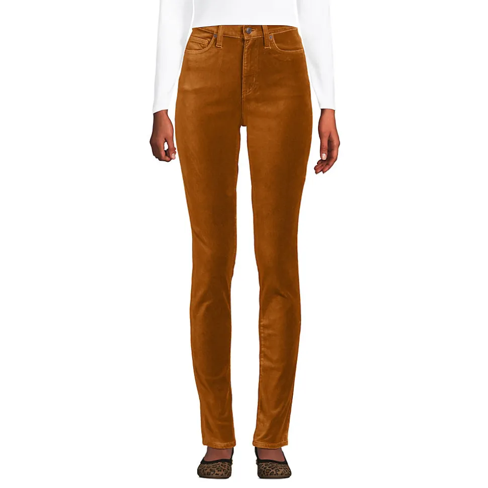 Slim Fit Samthose High Waist für Damen
