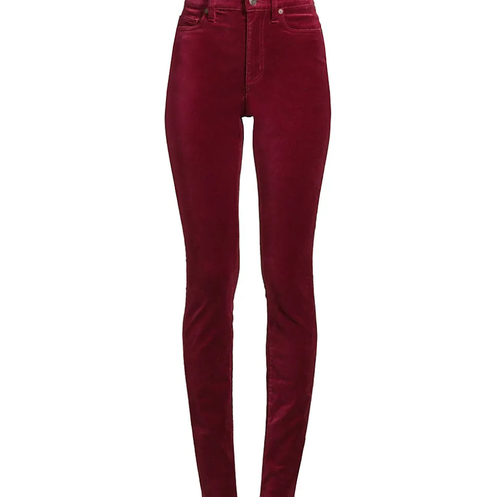 Slim Fit Samthose High Waist für Damen