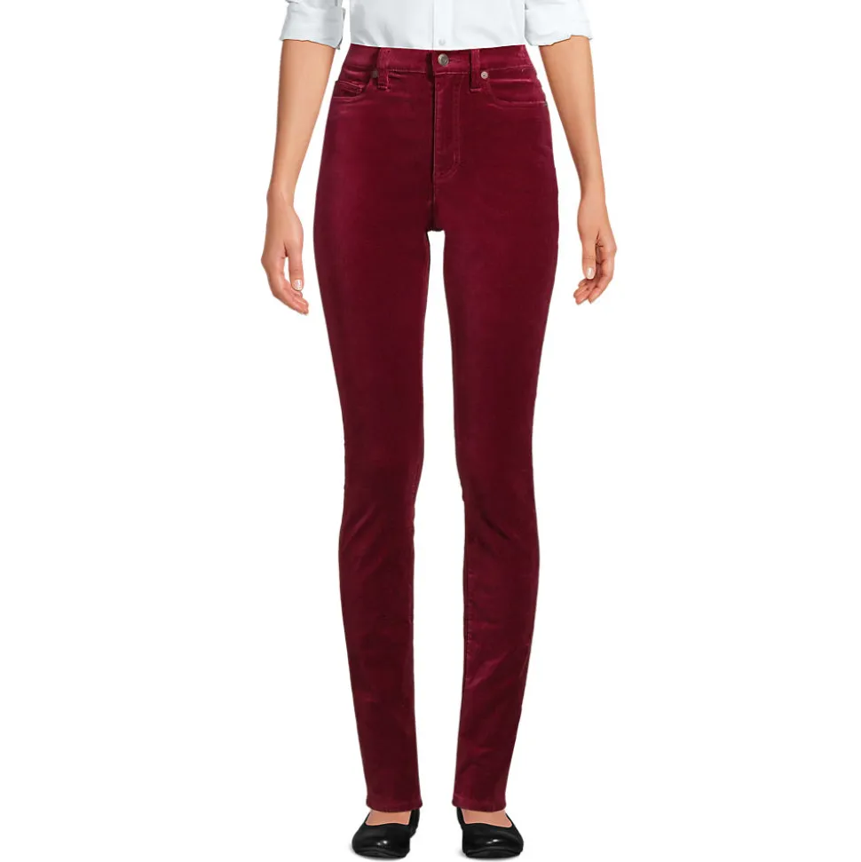 Slim Fit Samthose High Waist für Damen