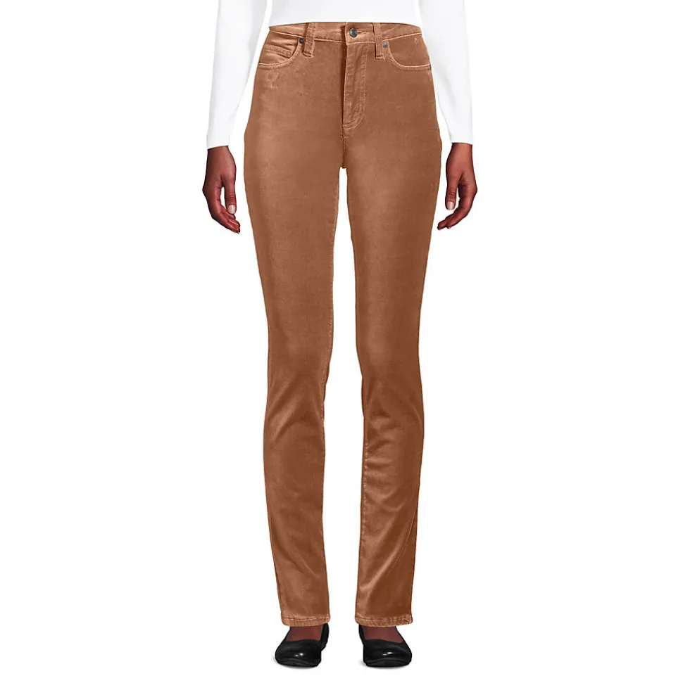 Slim Fit Samthose High Waist für Damen
