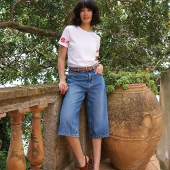 Soft Comfort Jeans-Culotte im Leinenmix