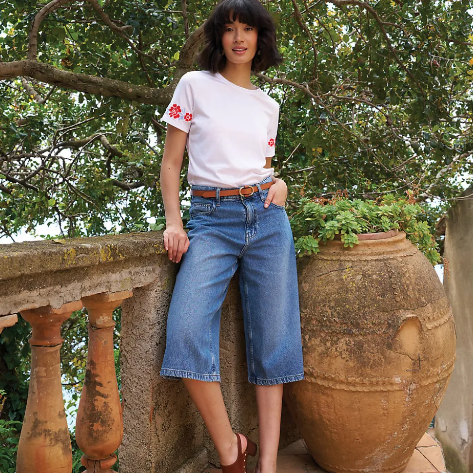 Soft Comfort Jeans-Culotte im Leinenmix