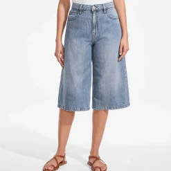 Soft Comfort Jeans-Culotte im Leinenmix