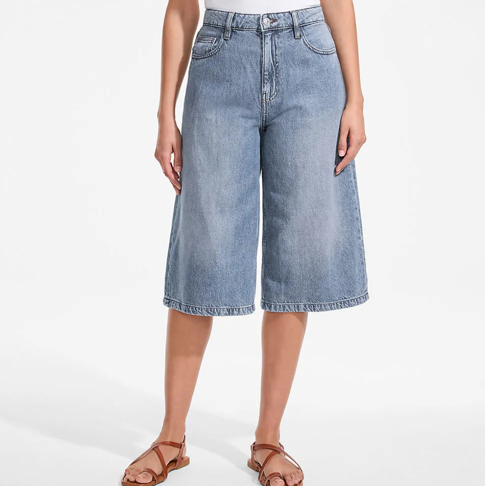Soft Comfort Jeans-Culotte im Leinenmix