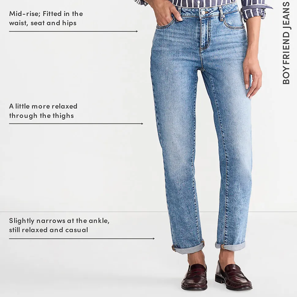 Soft Denim Boyfriend-Jeans Mid Waist für Damen