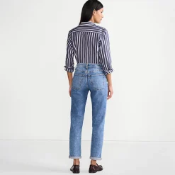 Soft Denim Boyfriend-Jeans Mid Waist für Damen