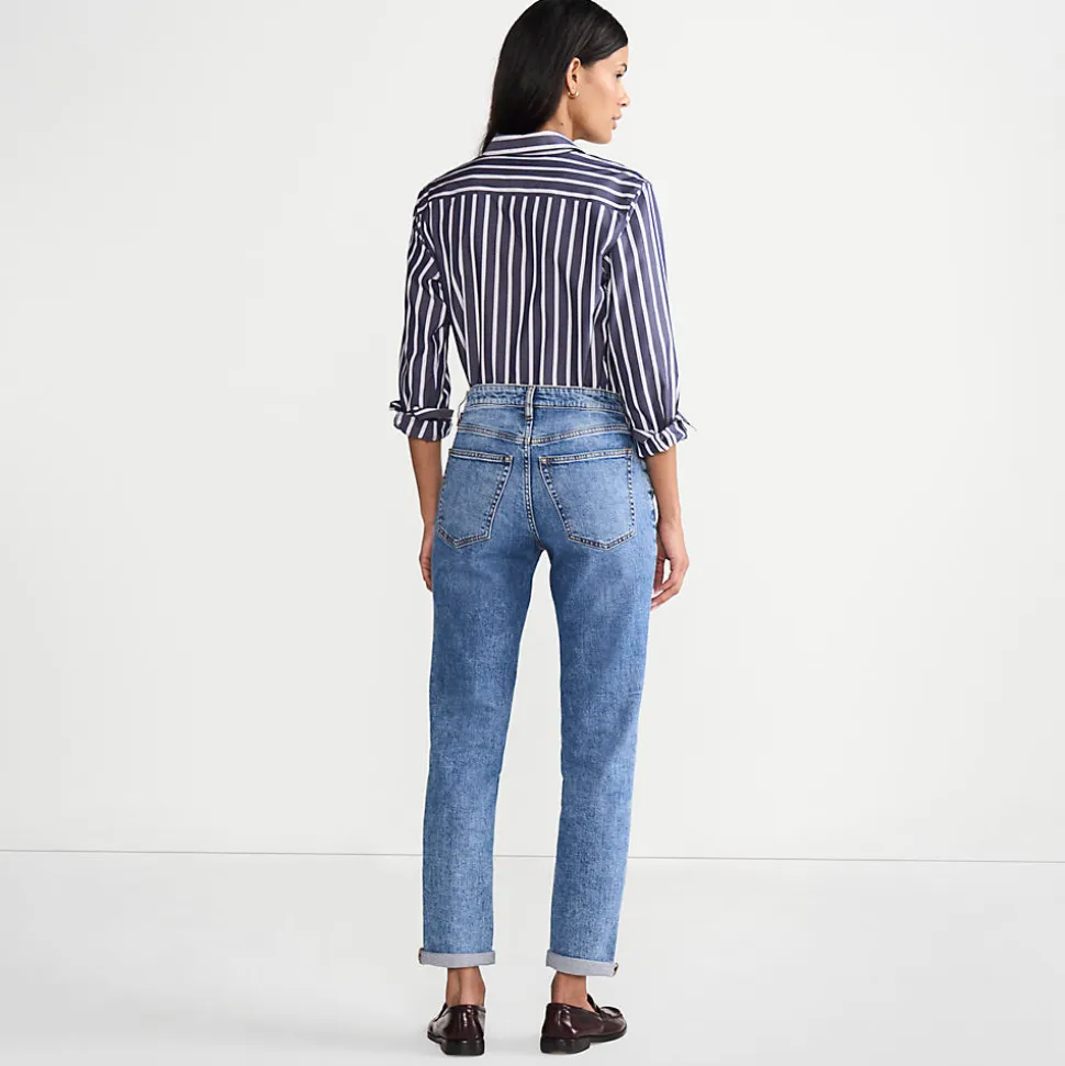 Soft Denim Boyfriend-Jeans Mid Waist für Damen