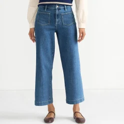 Soft Denim 7/8-Hose mit weitem Bein für Damen