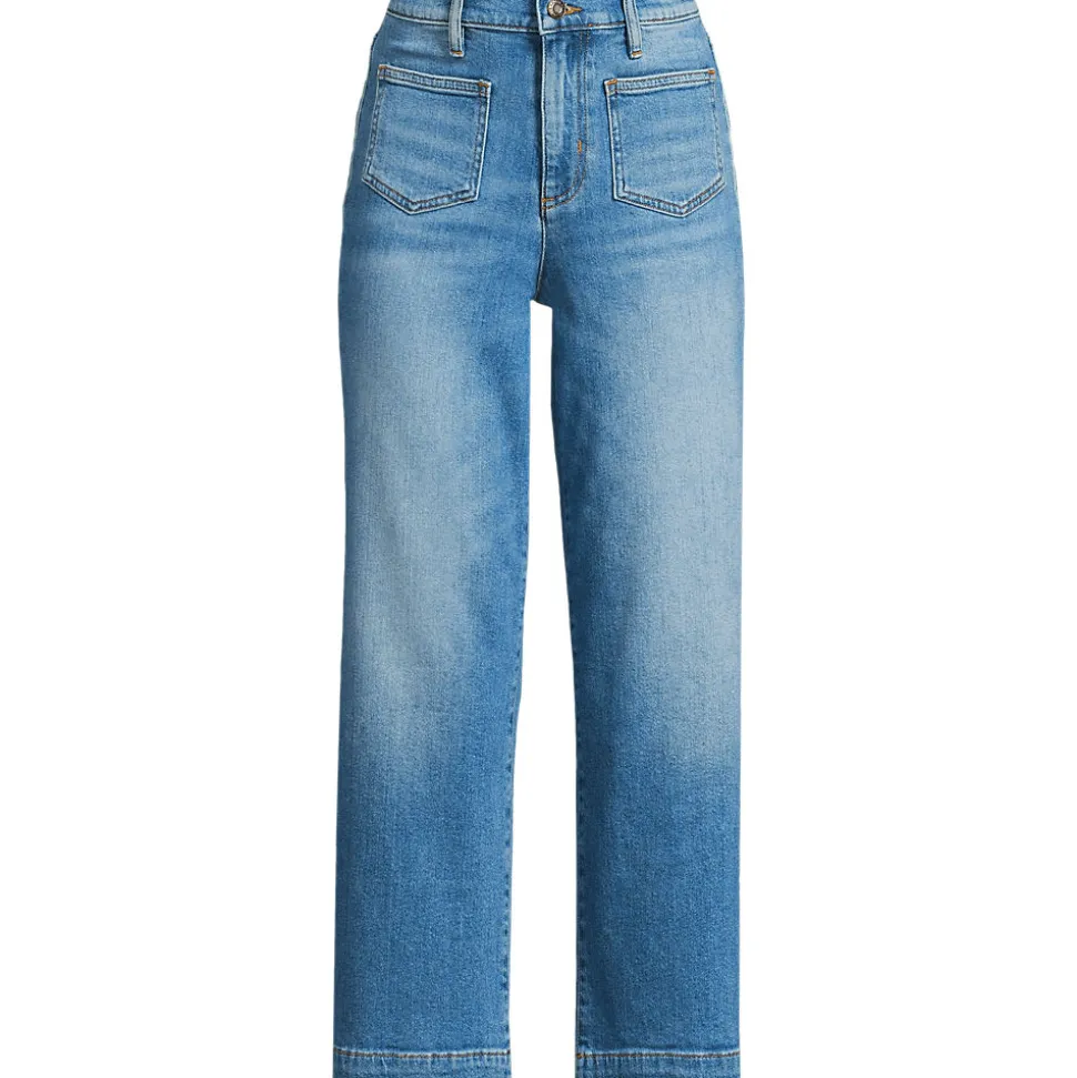 Soft Denim 7/8-Hose mit weitem Bein für Damen