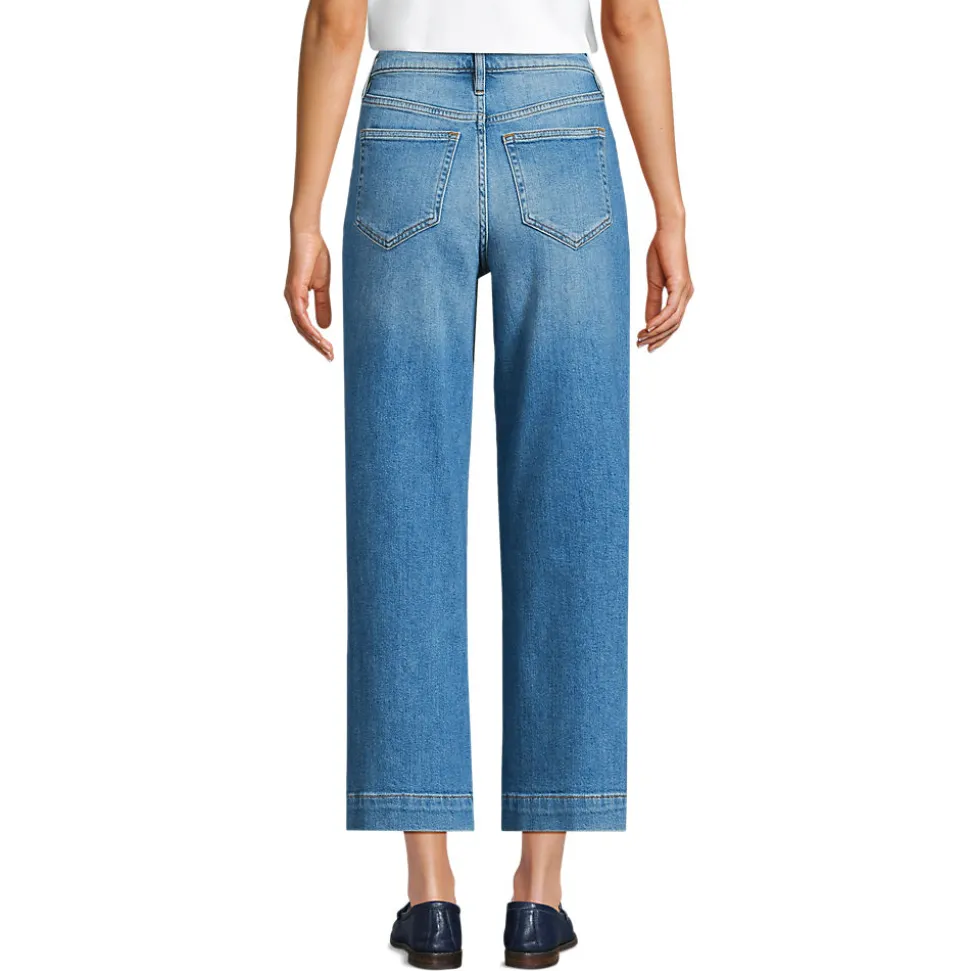 Soft Denim 7/8-Hose mit weitem Bein für Damen
