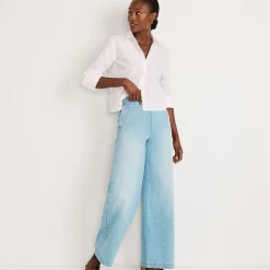 Soft Denim Matrosenjeans mit extraweitem Bein High Waist für Damen