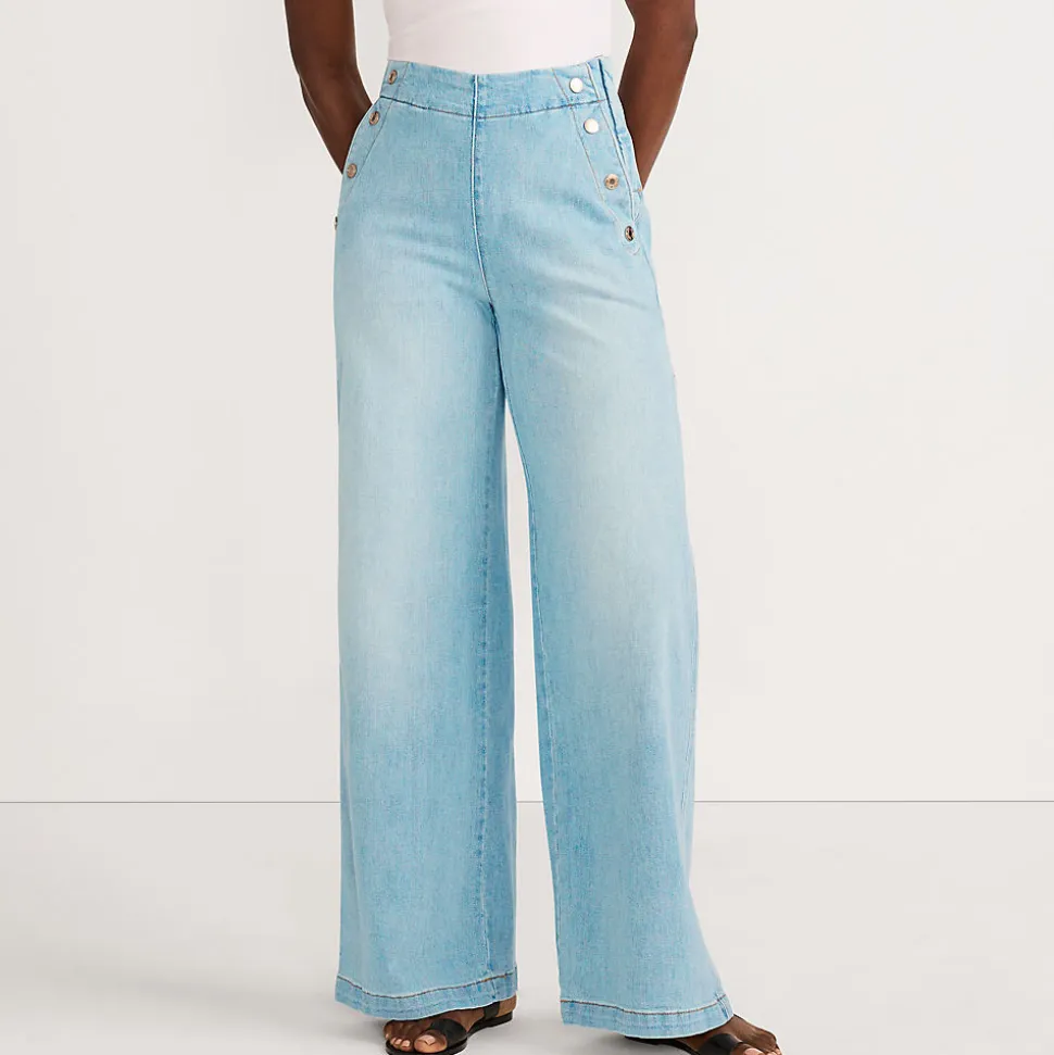 Soft Denim Matrosenjeans mit extraweitem Bein High Waist für Damen