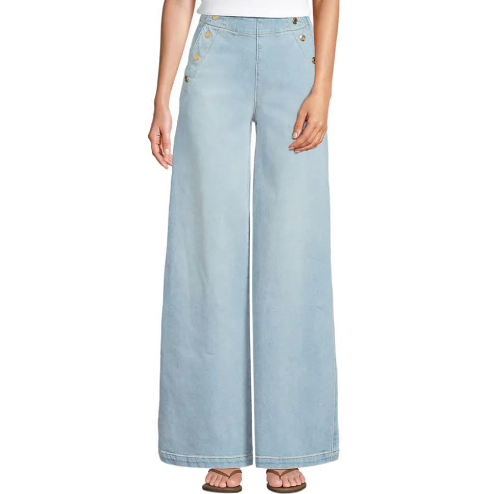 Soft Denim Matrosenjeans mit extraweitem Bein High Waist für Damen