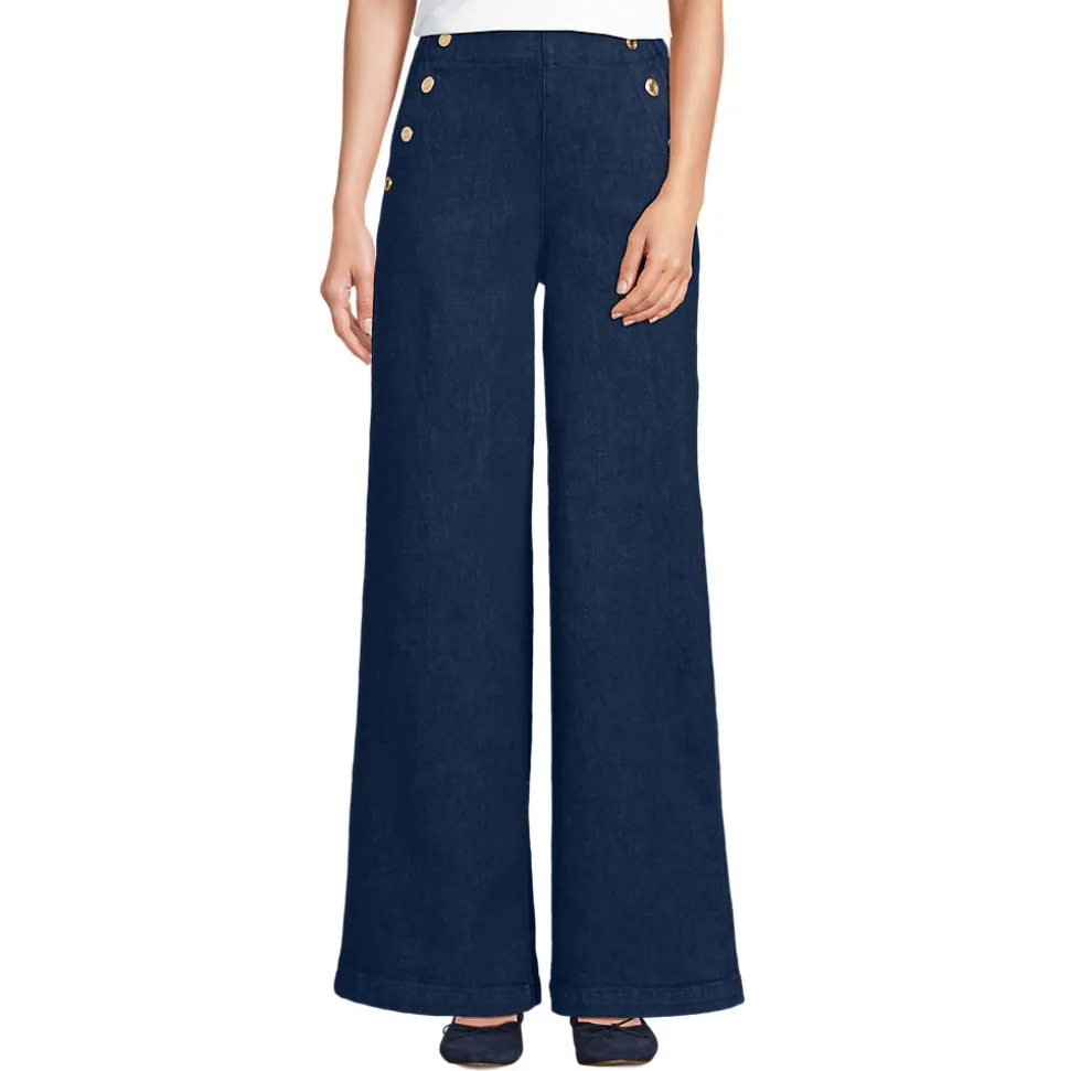 Soft Denim Matrosenjeans mit extraweitem Bein High Waist für Damen