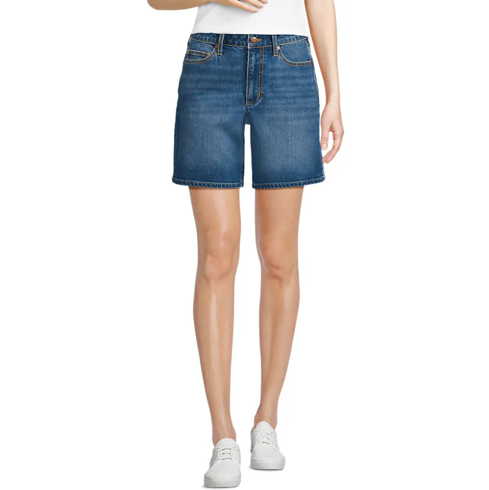 Soft Denim Mid Waist Jeansshorts 18 cm