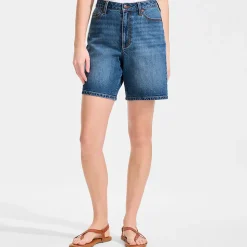 Soft Denim Mid Waist Jeansshorts 18 cm
