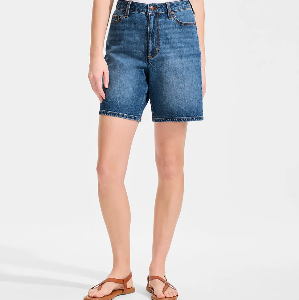 Soft Denim Mid Waist Jeansshorts 18 cm