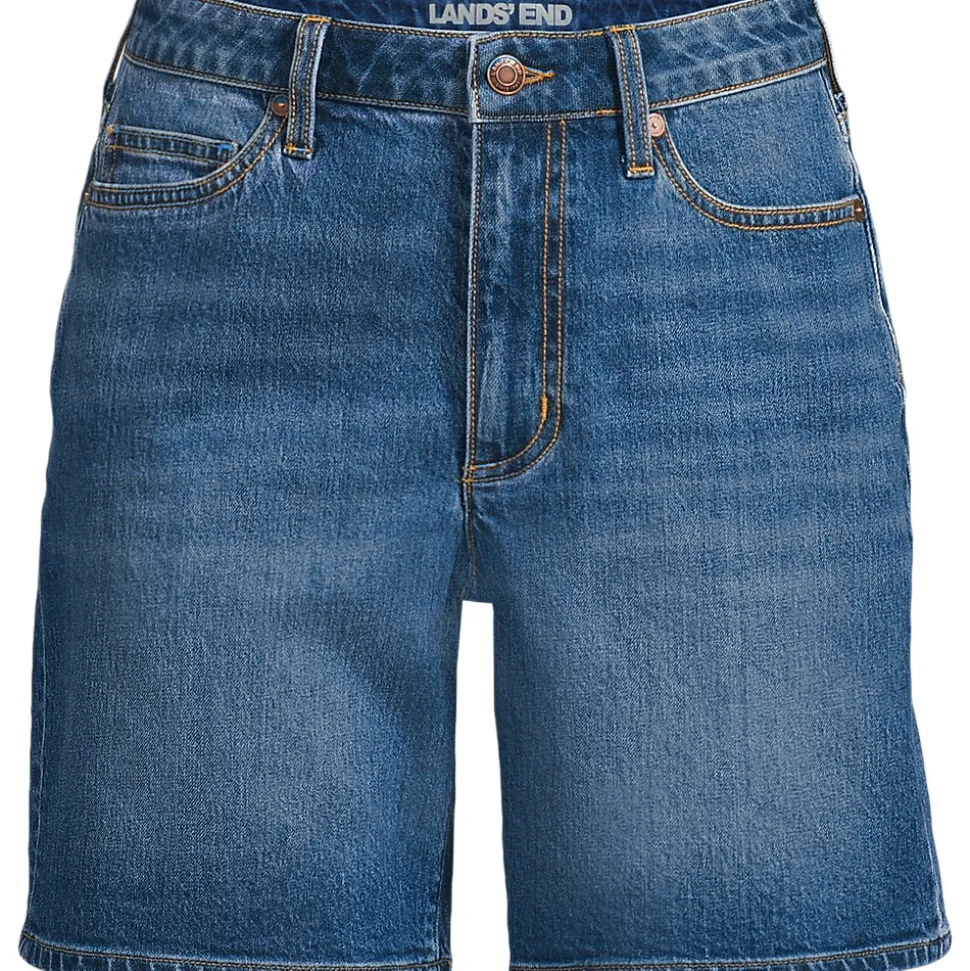 Soft Denim Mid Waist Jeansshorts 18 cm