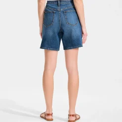 Soft Denim Mid Waist Jeansshorts 18 cm