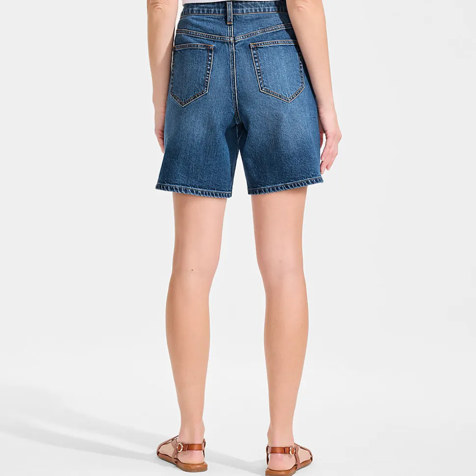 Soft Denim Mid Waist Jeansshorts 18 cm