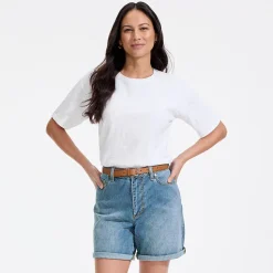 Soft Denim Mid Waist Jeansshorts 18 cm