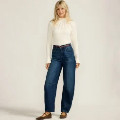 Soft Denim Relaxte Barrel-Jeans Mid Waist