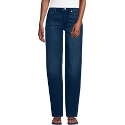 Soft Denim Relaxte Straight Fit Jeans Mid Waist für Damen