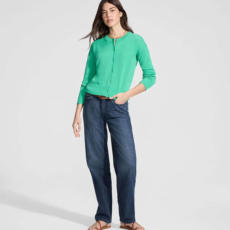Soft Denim Relaxte Straight Fit Jeans Mid Waist für Damen