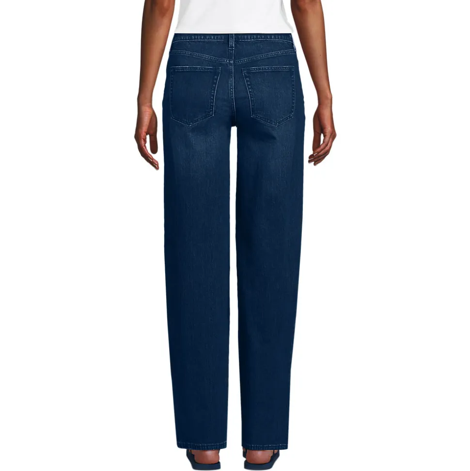 Soft Denim Relaxte Straight Fit Jeans Mid Waist für Damen