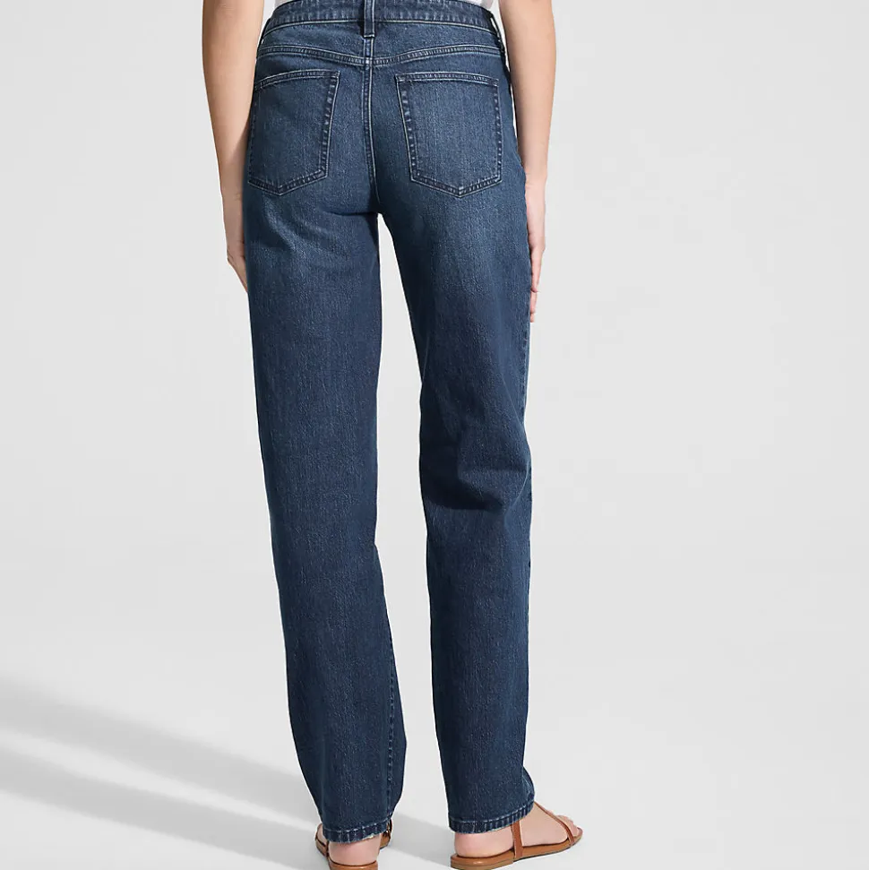 Soft Denim Relaxte Straight Fit Jeans Mid Waist für Damen