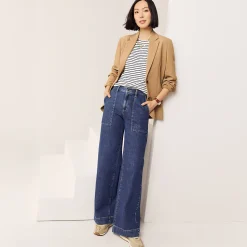 Soft Denim Utility-Jeans mit weitem Bein für Damen