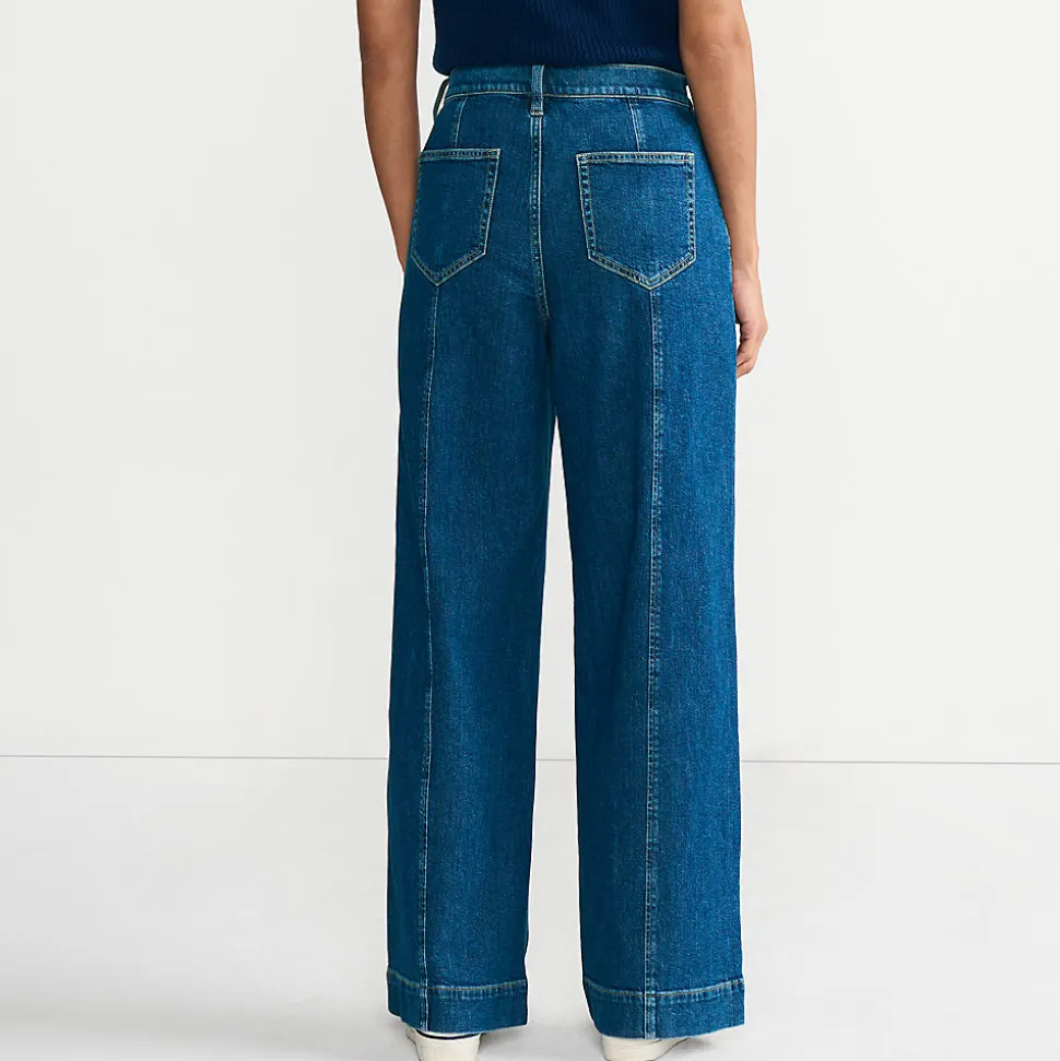 Soft Denim Utility-Jeans mit weitem Bein für Damen