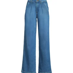 Soft Denim Weite High Waist Bundfalten-Jeans für Damen