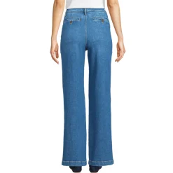 Soft Denim Weite High Waist Bundfalten-Jeans für Damen