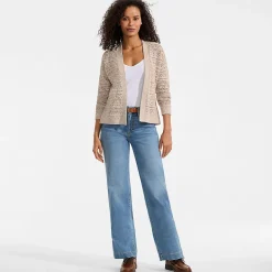 Soft Ease Ajour-Cardigan aus Leinenmix für Damen