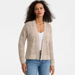 Soft Ease Ajour-Cardigan aus Leinenmix für Damen