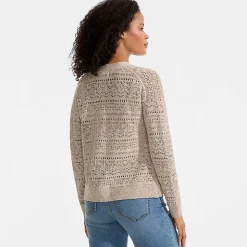 Soft Ease Ajour-Cardigan aus Leinenmix für Damen