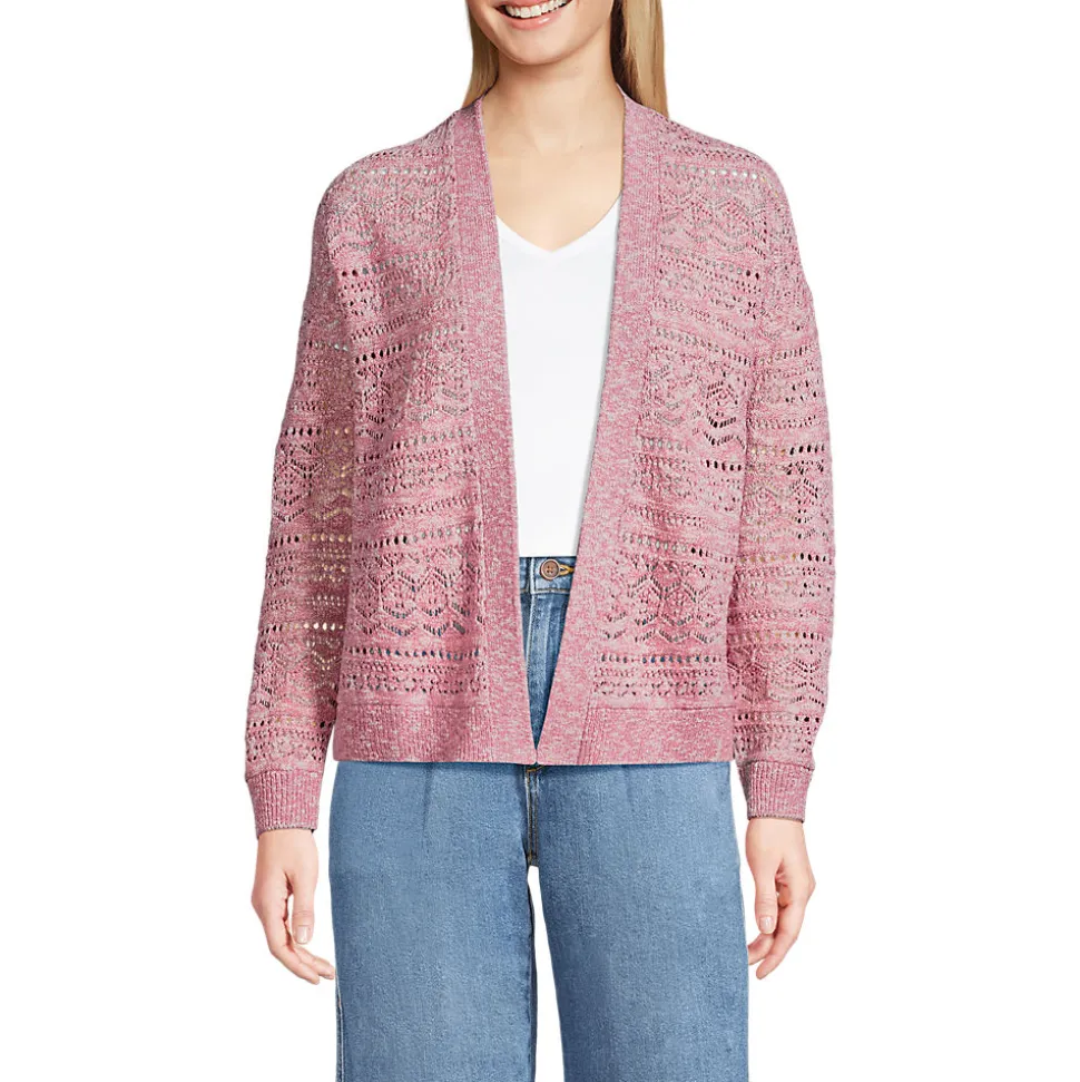 Soft Ease Ajour-Cardigan aus Leinenmix für Damen