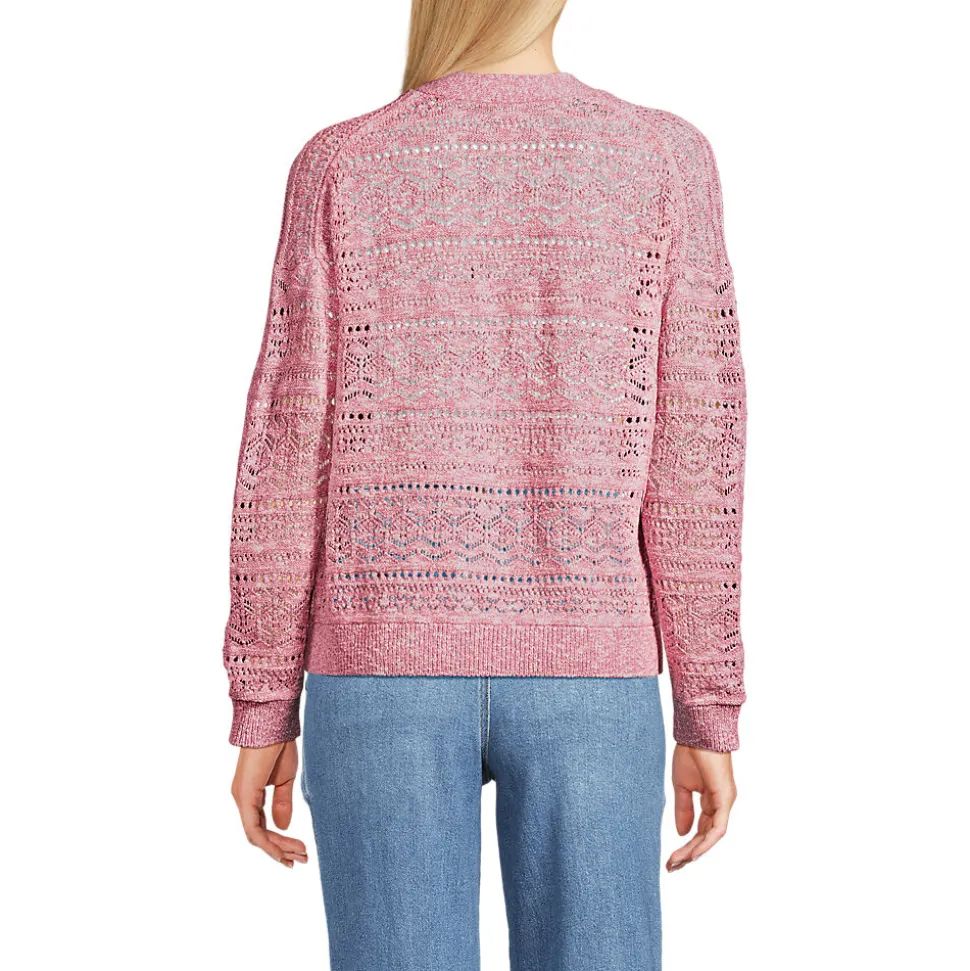Soft Ease Ajour-Cardigan aus Leinenmix für Damen